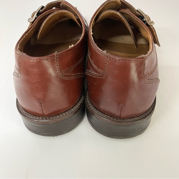 Vintage italian leather monk strap Brown Shoes slip on loafer - Picture 7 of 8